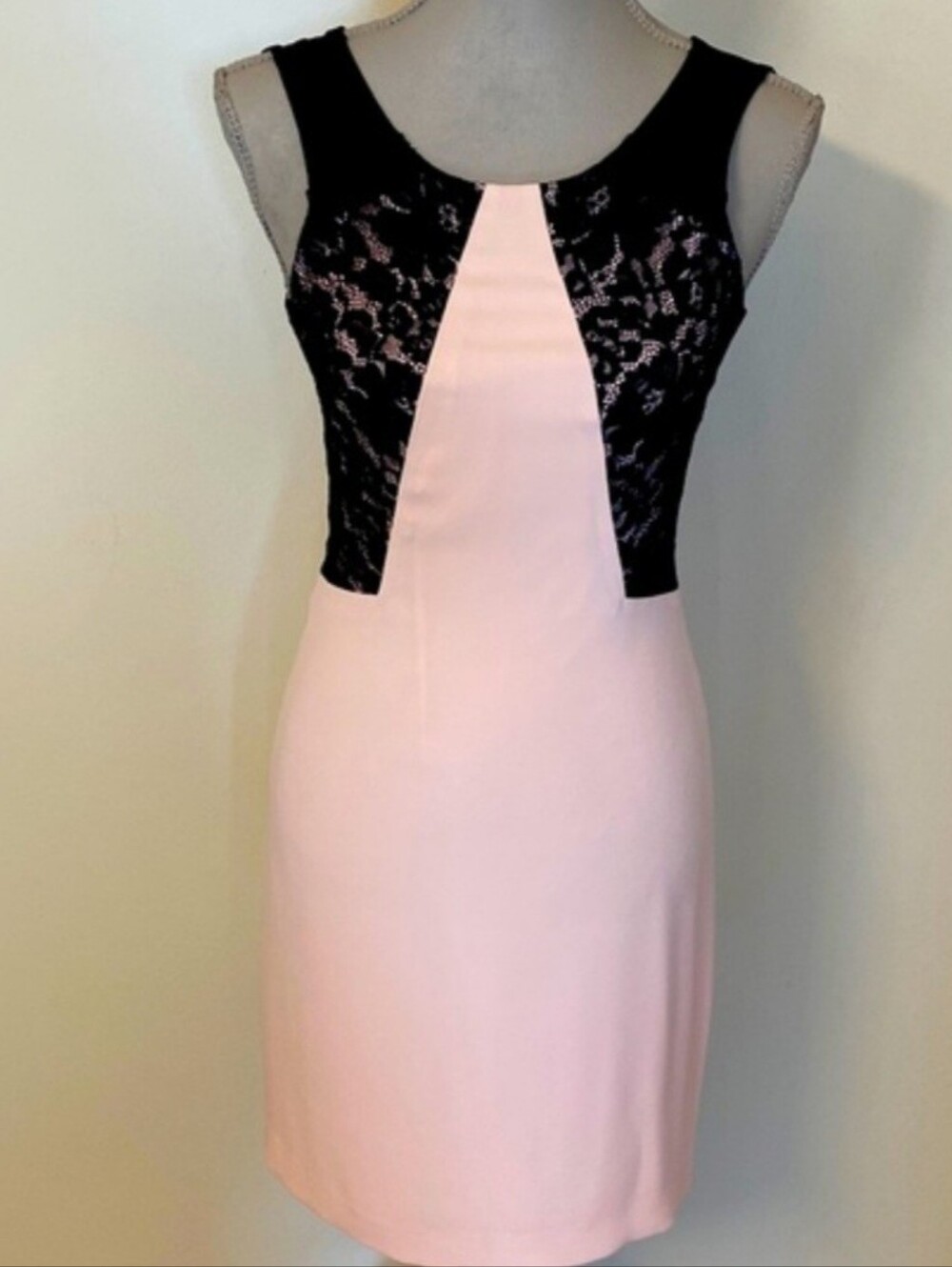 Gianni Bini "Bella" Pink/Blush with Black Lace Inset Mini Dress,lined. Sz:S. NWT